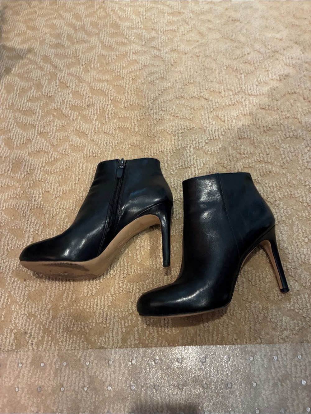 Women's Black Leather High-Heel Ankle Booties